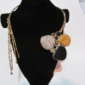 Unique torc handmade necklace with natural stones